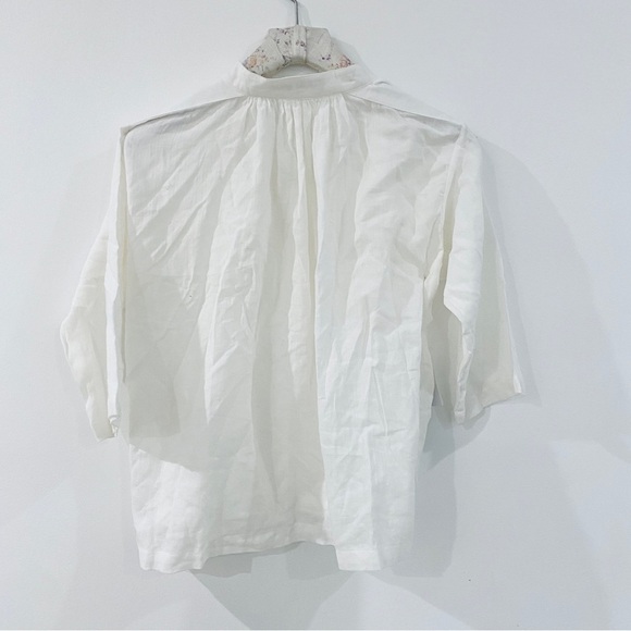 Apiece Apart 100% cotton shirred agata blouse in cream - Picture 8 of 8